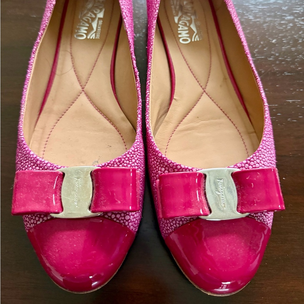 Salvatore Ferragamo Pink Flats with Bow